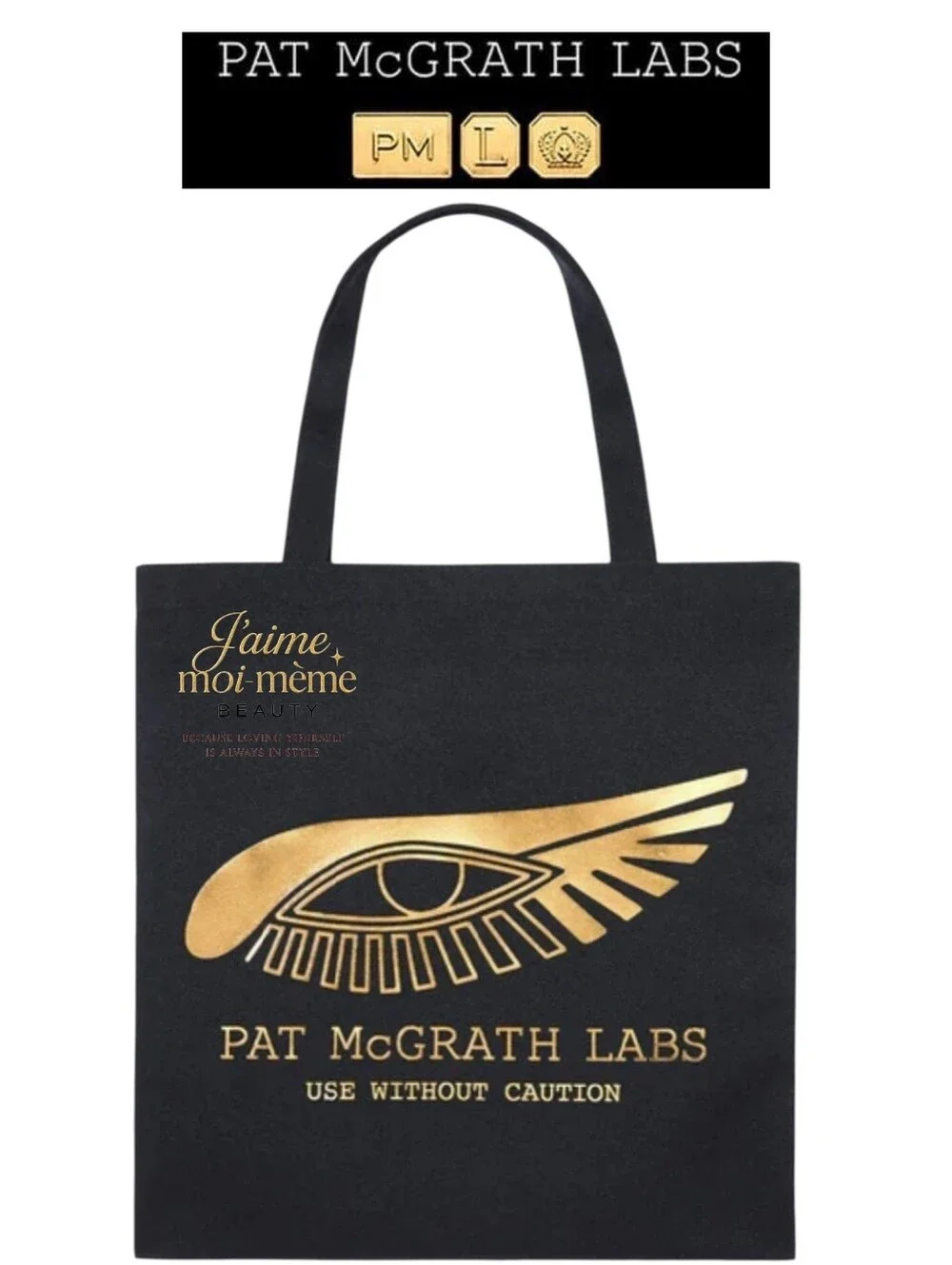 Pat McGrath Black and Gold Logo Tote - Factory Wrapped